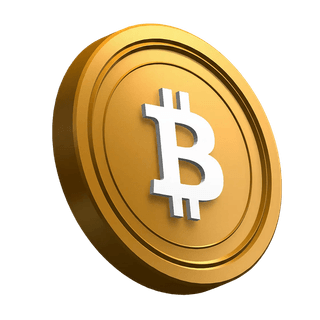 Bagian hero menampilkan desain koin Bitcoin (BTC) dalam posisi miring
